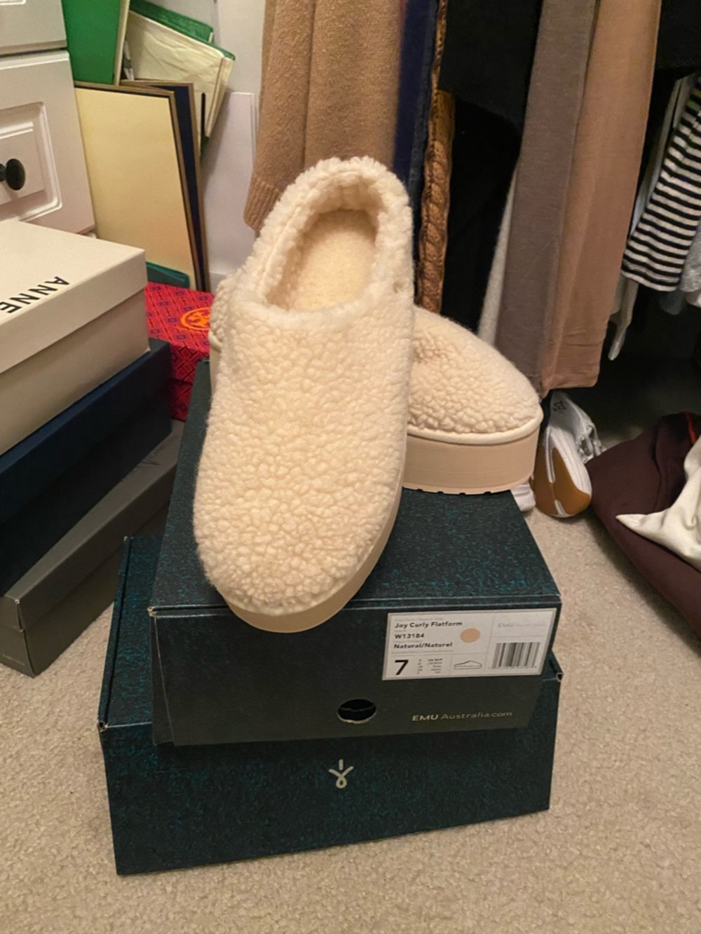Emu Australia Joy Curly Platform Natural Sherpa Slippers